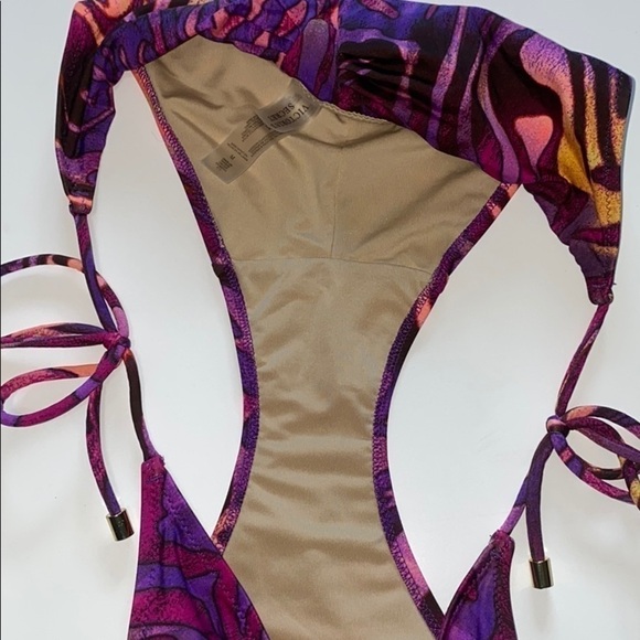 Fun Purple & Magenta Side Tie Swim Bottom Medium - Picture 6 of 7